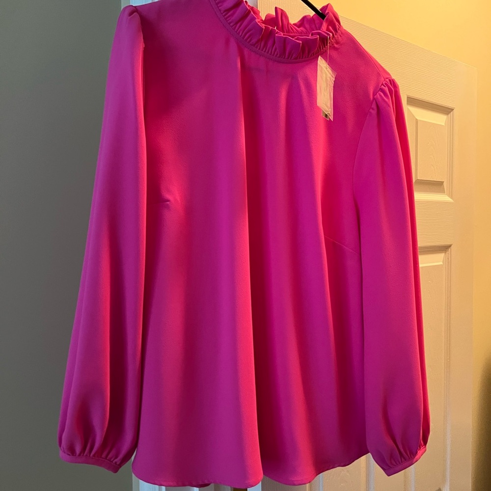J Crew hot rose pink blouse XL